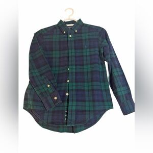 Boys Green and Blue Plaid Shirt